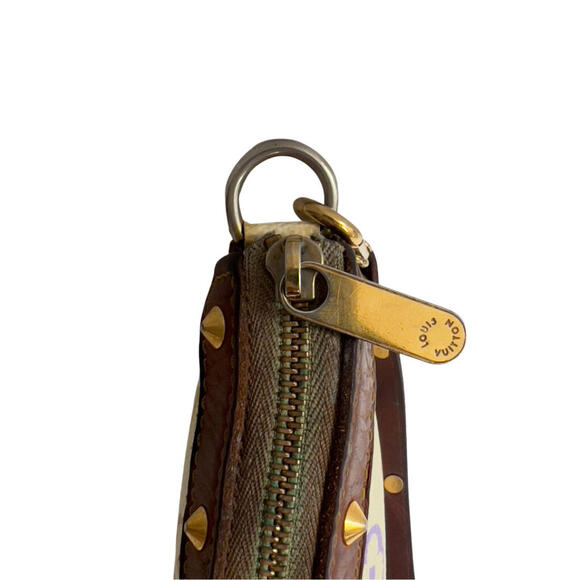 Louis Vuitton Murakami Pochette Baguette White Leather w/Multicolor LV Monogram - Picture 11 of 13